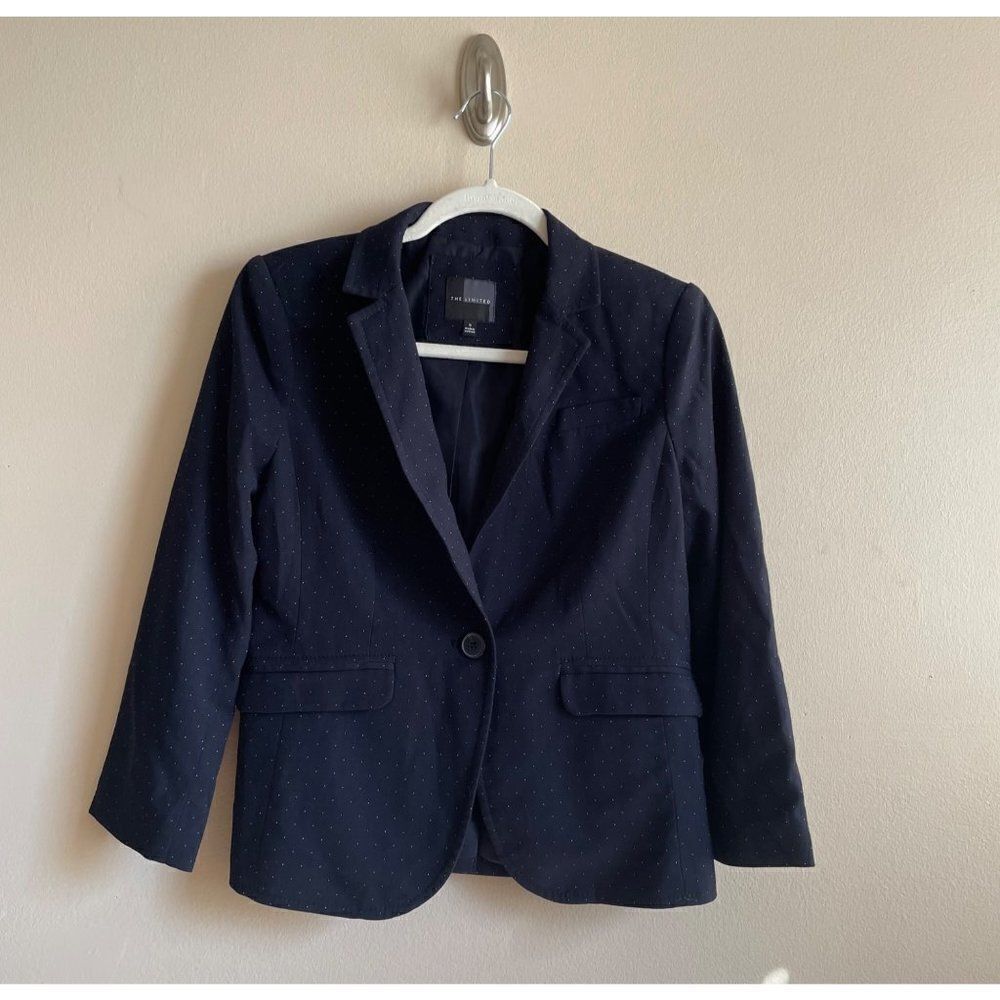 The limited womens blue polka dot blazer sz S